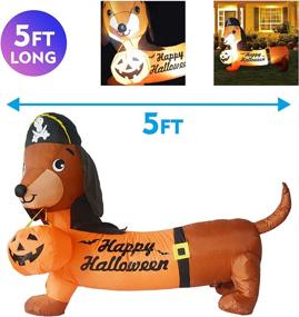 img 2 attached to Spooktacular 5 FT Halloween Inflatable Outdoor Dog with Pumpkin & Pirate Hat: Clearance Blow Up Yard Decoration with LED Lights - Perfect for Holiday Parties & Garden