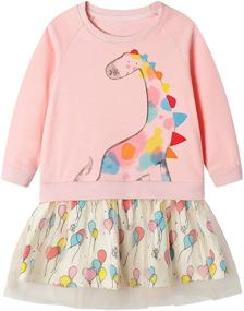 img 4 attached to 🦖 Dinosaur Cartoon Dresses for Toddler Girls - Ncycullo Girls' Clothing