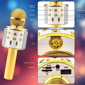 img 3 attached to Беспроводной Bluetooth караоке-микрофон: портативный 3-в-1 микрофон, динамик и караоке для детей и взрослых - дома, на вечеринках, в KTV, на YouTube-золоте