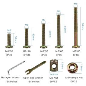 img 3 attached to 🔩 62 Piece Furniture Bolts and Nuts, Crib Screws Replacement Hardware Kit, M6 Barrel Nuts for Cribs and Bunk Beds