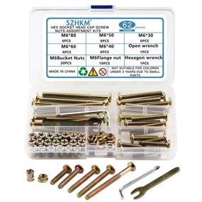 img 4 attached to 🔩 62 Piece Furniture Bolts and Nuts, Crib Screws Replacement Hardware Kit, M6 Barrel Nuts for Cribs and Bunk Beds