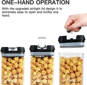 img 2 attached to 🥘 BPA Free Easy Lock Lid Food Storage Containers Set of 7 - Clear Plastic Pantry Organization and Kitchen Storage, includes Labels/Chalk Marker/Spoons/Brush - Black