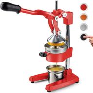 🍊 eurolux commercial grade cast iron citrus juicer manual hand press | countertop squeezer for fresh fruit juice (red) - includes bonus stainless steel cup logo