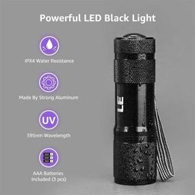 img 2 attached to 🔦 LE Black Light Flashlight - Small UV Lights 395nm - Portable Ultraviolet Light Detector for Invisible Ink Pens, Dog and Cat Pet Urine Stain - Includes AAA Batteries