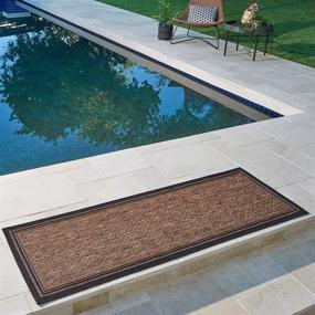 img 1 attached to 🏞️ Gertmenian Outdoor Rug Freedom Collection Border Bordered Theme Smart Care Deck Patio Carpet 2x6 Runner, Black Tan