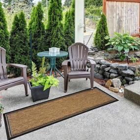 img 3 attached to 🏞️ Gertmenian Outdoor Rug Freedom Collection Border Bordered Theme Smart Care Deck Patio Carpet 2x6 Runner, Black Tan