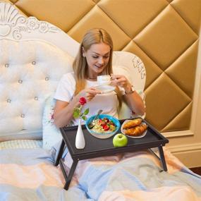 img 3 attached to 🛏️ ZHUOYUE Bamboo Bed Tray Table: Stylish and Versatile Surface for Ultimate Comfort