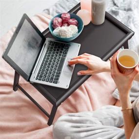 img 1 attached to 🛏️ ZHUOYUE Bamboo Bed Tray Table: Stylish and Versatile Surface for Ultimate Comfort