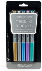 img 1 attached to Vibrant Multi-Color Metallic Marker Set - American Crafts 5-Pack with Broad Point