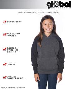 img 2 attached to 👧 Lightweight Soft Fleece Kids' Sweatshirt: Global Blank Youth Pullover Hoodie