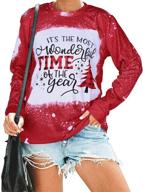 women's buffalo plaid christmas sweater with color block xmas tree, snowflake print - long sleeve top t-shirt for merry christmas logo