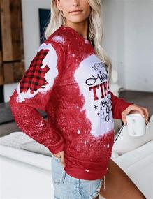 img 2 attached to Women's Buffalo Plaid Christmas Sweater with Color Block Xmas Tree, Snowflake Print - Long Sleeve Top T-Shirt for Merry Christmas