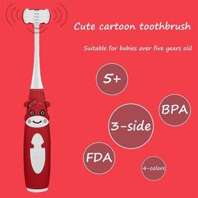 img 3 attached to 😁 Ultimate Kids Electric Toothbrush - Sonic Toddler Toothbrush with Timer and Triple Bristles - Silicone, 3 Brush Heads Included (U31)