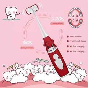 img 1 attached to 😁 Ultimate Kids Electric Toothbrush - Sonic Toddler Toothbrush with Timer and Triple Bristles - Silicone, 3 Brush Heads Included (U31)