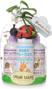 img 3 attached to 👶 Little Twig Baby Basics: Lavender/Unscented Baby Powder, Wash, Lotion & Toy Gift Set