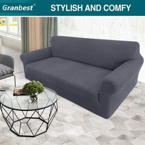 img 3 attached to 🛋️ Granbest High Stretch Couch Cover: Stylish Sofa Protector for 3 Cushion Couch, Gray (Large) - Ideal for Dogs and Pets