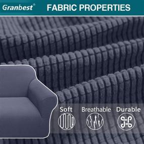 img 1 attached to 🛋️ Granbest High Stretch Couch Cover: Stylish Sofa Protector for 3 Cushion Couch, Gray (Large) - Ideal for Dogs and Pets