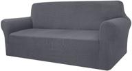 🛋️ granbest high stretch couch cover: stylish sofa protector for 3 cushion couch, gray (large) - ideal for dogs and pets logo