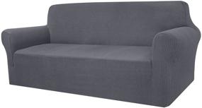 img 4 attached to 🛋️ Granbest High Stretch Couch Cover: Stylish Sofa Protector for 3 Cushion Couch, Gray (Large) - Ideal for Dogs and Pets