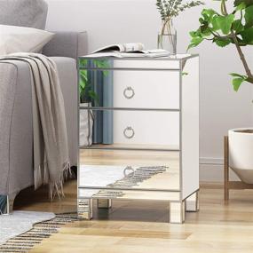 img 3 attached to 🪞 Modern Mirrored 3 Drawer Cabinet from Christopher Knight Home - Hedy