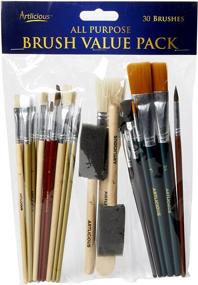 img 1 attached to 🖌️ All Purpose Paint Brush Value Pack - Versatile Brushes for Acrylic, Oil, Watercolor, Gouache (Set of 30)