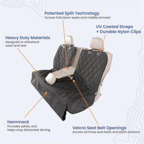 img 3 attached to 🐶 Protect Your Car Seats with 4Knines Dog Seat Cover - Premium Hammock Style, 60/40 Split & Middle Seat Belt Compatible - Reliable USA Based Company