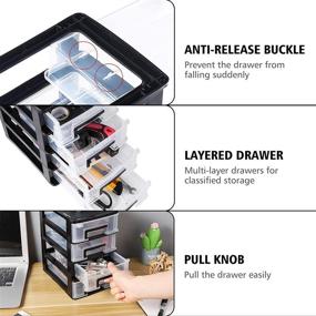 img 3 attached to 🗄️ Black and Transparent Plastic 4 Drawer Desktop Storage Organizer for Home Dresser