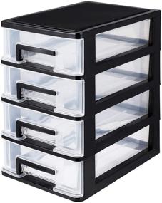 img 4 attached to 🗄️ Black and Transparent Plastic 4 Drawer Desktop Storage Organizer for Home Dresser