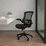 black mesh and leathersoft mid-back swivel desk chair with wheels for home office and desk by flash furniture logo