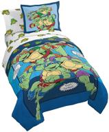 🐢 get the ultimate nickelodeon tmnt ready to roll 5 piece twin bed set - reversible comforter & sheet set! best fade resistant microfiber bedding for ninja turtles fans (official nickelodeon product) logo