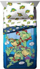 img 3 attached to 🐢 Get the Ultimate Nickelodeon TMNT Ready To Roll 5 Piece Twin Bed Set - Reversible Comforter & Sheet Set! Best Fade Resistant Microfiber Bedding for Ninja Turtles Fans (Official Nickelodeon Product)