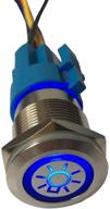 esupport 12v car vehicle blue led light headlight push button metal toggle switch socket plug 19mm logo