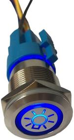 img 4 attached to ESUPPORT 12V Car Vehicle Blue LED Light Headlight Push Button Metal Toggle Switch Socket Plug 19Mm