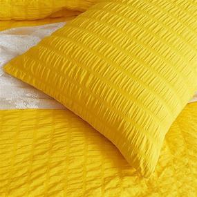 img 1 attached to 🛏️ Queen Size Yellow Seersucker Duvet Cover Set, 100% Soft Washed Microfiber 3-Piece Bedding Set, Textured Comforter Cover with Zipper Closure & Corner Ties, 90x90 inches