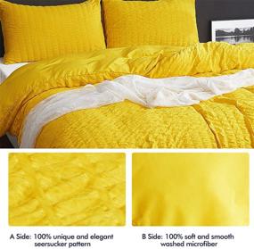 img 2 attached to 🛏️ Queen Size Yellow Seersucker Duvet Cover Set, 100% Soft Washed Microfiber 3-Piece Bedding Set, Textured Comforter Cover with Zipper Closure & Corner Ties, 90x90 inches