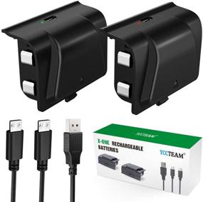 img 4 attached to Rechargeable Battery Pack for Xbox One Controller - YCCTEAM [2-Pack], 1200mAh Capacity, Compatible with Xbox One/X/S/Xbox One Elite Wireless Controller, Includes 5FT Micro USB Charging Cable and LED Charging Indicator