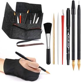 img 4 attached to 🎨 9 Piece Scratch Painting Art Tools Set: Glove, Bag, Coloring Pens, Stylus, Scraper, Repair Pen & More - Perfect for Adults & Kids!