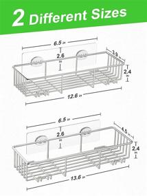 img 3 attached to 🚿 Smartake 2-Pack Shower Caddy: Rustproof Bathroom Shelf Organizer with Hooks for Hanging Razor Sponge Brush - SUS304 Stainless Steel Wall Rack for Dorm, Toilet, Bath, and Kitchen - Silver