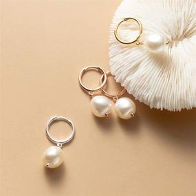 img 1 attached to 👂 Cartilage Hoops 10mm Baroque Pearl Dangle Earrings for Women Girls - Sterling Silver 925, Small Round Huggie Cuffs, Dainty Dangling Charms - Wedding Earring Jewelry Gifts for Sensitive Ears