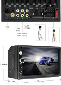 img 3 attached to 🚗 Hikity Автомагнитола Double Din 7-дюймовый сенсорный радиоприемник с Bluetooth, AUX, двумя USB-портами, SD-портом, зеркальной связью, камерой заднего вида, управлением с рулевого колеса - Система с множеством функций (без Android, без GPS)