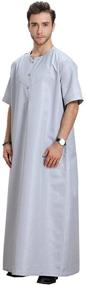 img 4 attached to 🧡 GladThink Muslim Thobe Short Sleeves: Comfortable and Stylish Islamic Clothing