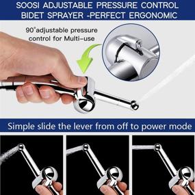 img 3 attached to 90° Precision Pressure Control Handheld Bidet Sprayer for Toilet by Soosi - Jet/Soft Spray, Brass Valve Core with Ceramic Disk Seals, Wall & Toilet Mount - Ideal for Baby Cloth Diaper Sprayer