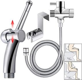 img 4 attached to 90° Precision Pressure Control Handheld Bidet Sprayer for Toilet by Soosi - Jet/Soft Spray, Brass Valve Core with Ceramic Disk Seals, Wall & Toilet Mount - Ideal for Baby Cloth Diaper Sprayer