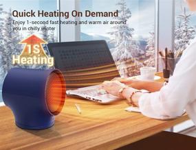 img 3 attached to 🔥 Fast Heating Electric Space Heater with 3 Settings, Wide Oscillation, Ceramic PTC, Overheat & Tip-over Protection - Wind Talk Portable Room Small Heater for Indoor Use