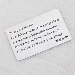 img 1 attached to 🎁 Engraved Metal Wallet Card for Son - Meaningful Gifts from Mom & Dad. Perfect for Birthdays, Graduation & Teen Boys