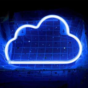 img 4 attached to ⚡️ Blue LED Cloud Neon Sign - USB/Battery Operated Neon Lights for Bedroom Wall Decor - Perfect for Halloween, Christmas, Birthday Party, Living Room, Girls' & Kids' Room