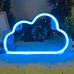 img 1 attached to ⚡️ Blue LED Cloud Neon Sign - USB/Battery Operated Neon Lights for Bedroom Wall Decor - Perfect for Halloween, Christmas, Birthday Party, Living Room, Girls' & Kids' Room