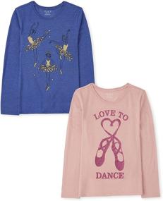 img 3 attached to 👧 Adorable Girls' Long Sleeve Graphic T-Shirt 2-Pack by The Children's Place