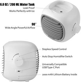 img 3 attached to Portable Evaporative Cooler: USB Rechargeable, Stepless Speed Control - Ideal for Home, Office, and Outdoor Use