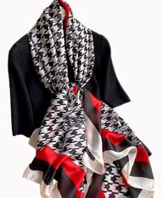 img 1 attached to 🧣 Iristide Long Silk Scarf - Lightweight Satin Shawl for Summer - Floral Design - Outdoor Wrap - Large Size (70'' x 35'')